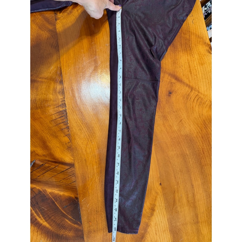 Lyssé Plum Faux Leather Leggings Small Vegan Leather Moto Leggings Goth Y2K Rock - Picture 6 of 6